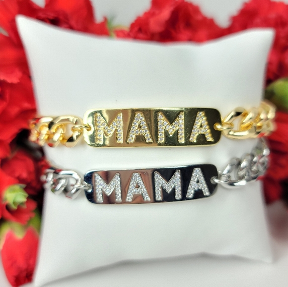 NEW Pave CZ MAMA Curb Chunky Chain Bracelet NWT - Picture 7 of 9